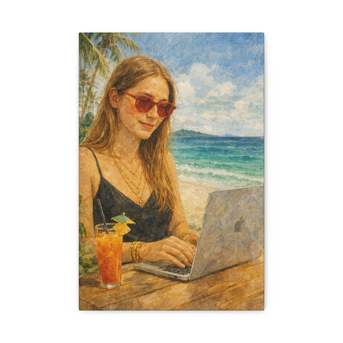Beach Work Vibes Canvas Art 2.0