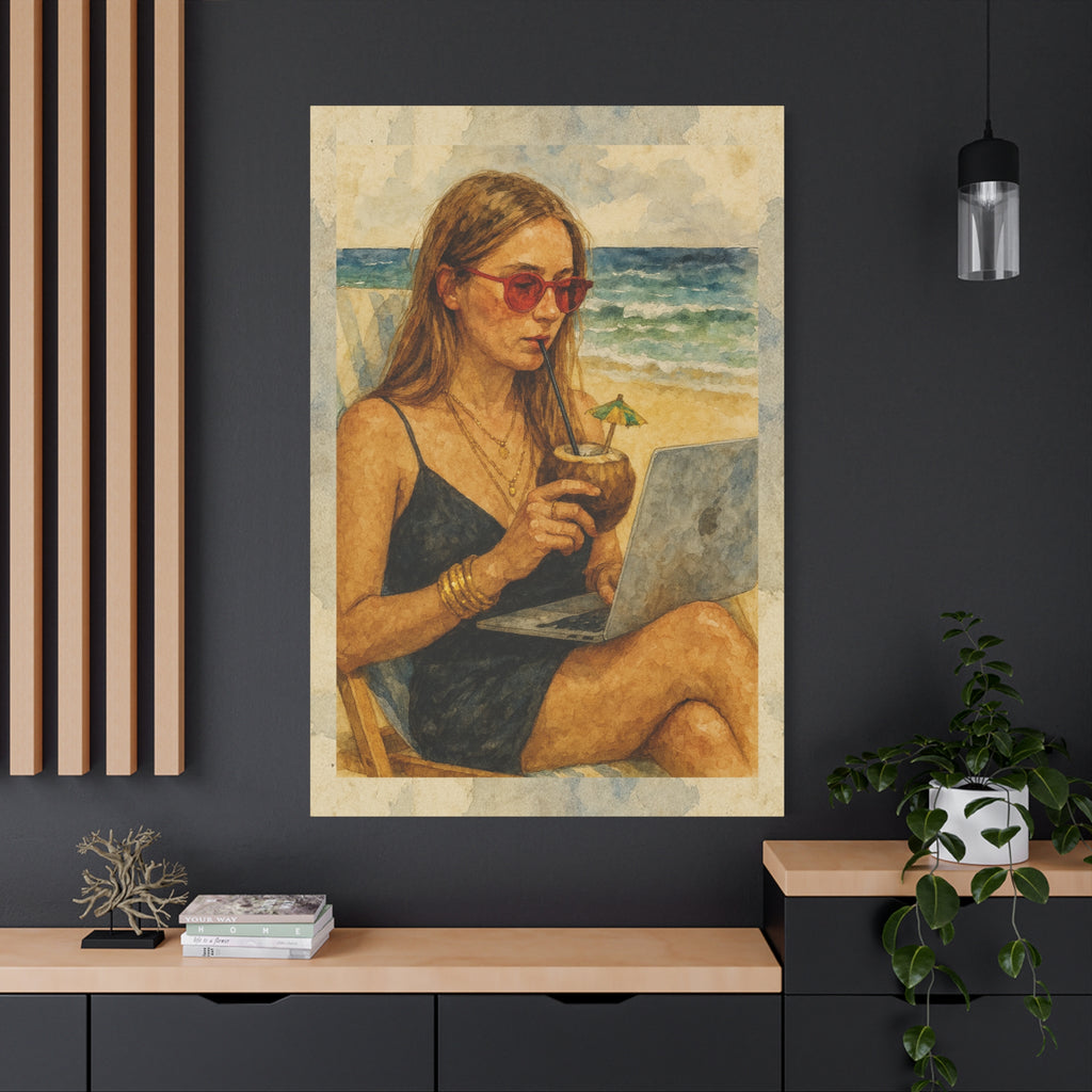 Beach Work Vibes Canvas Art