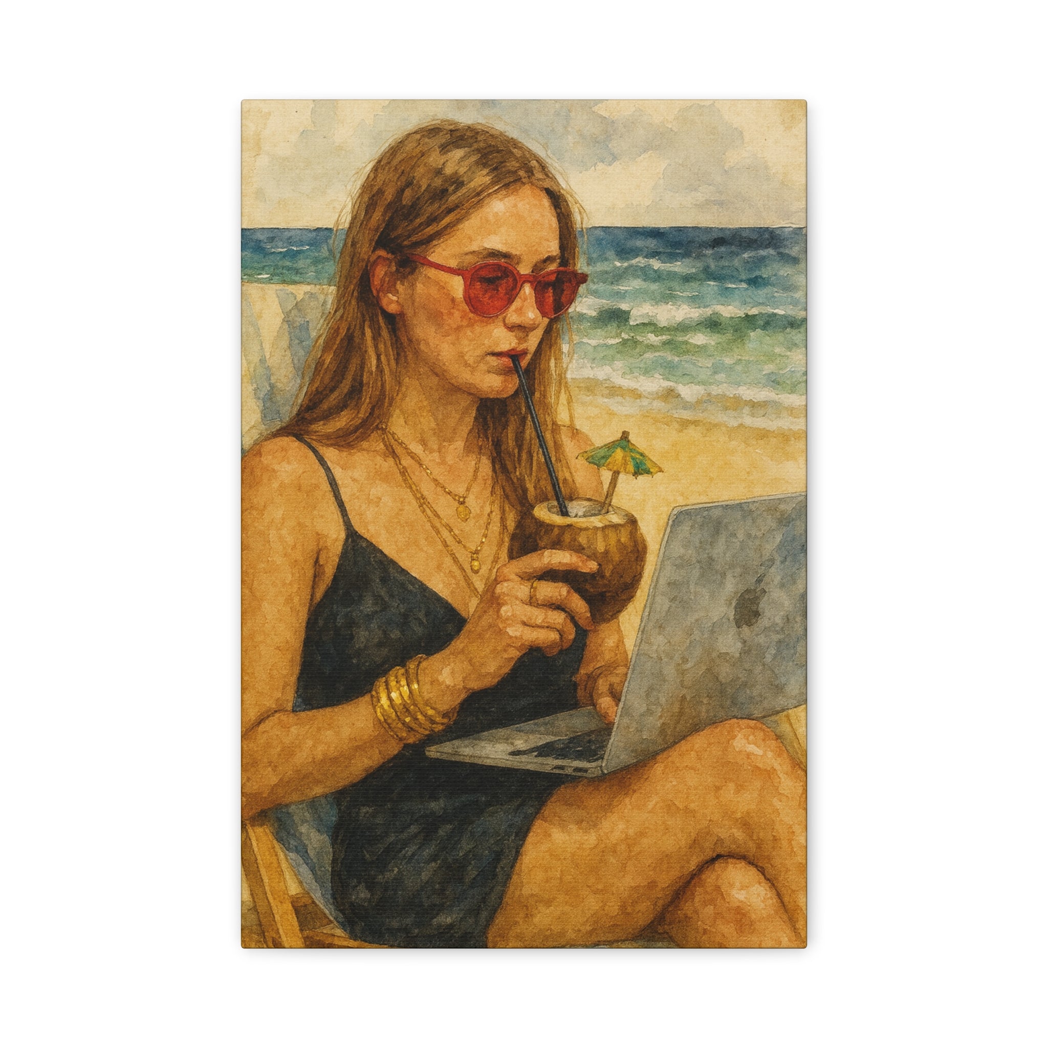 Beach Work Vibes Canvas Art