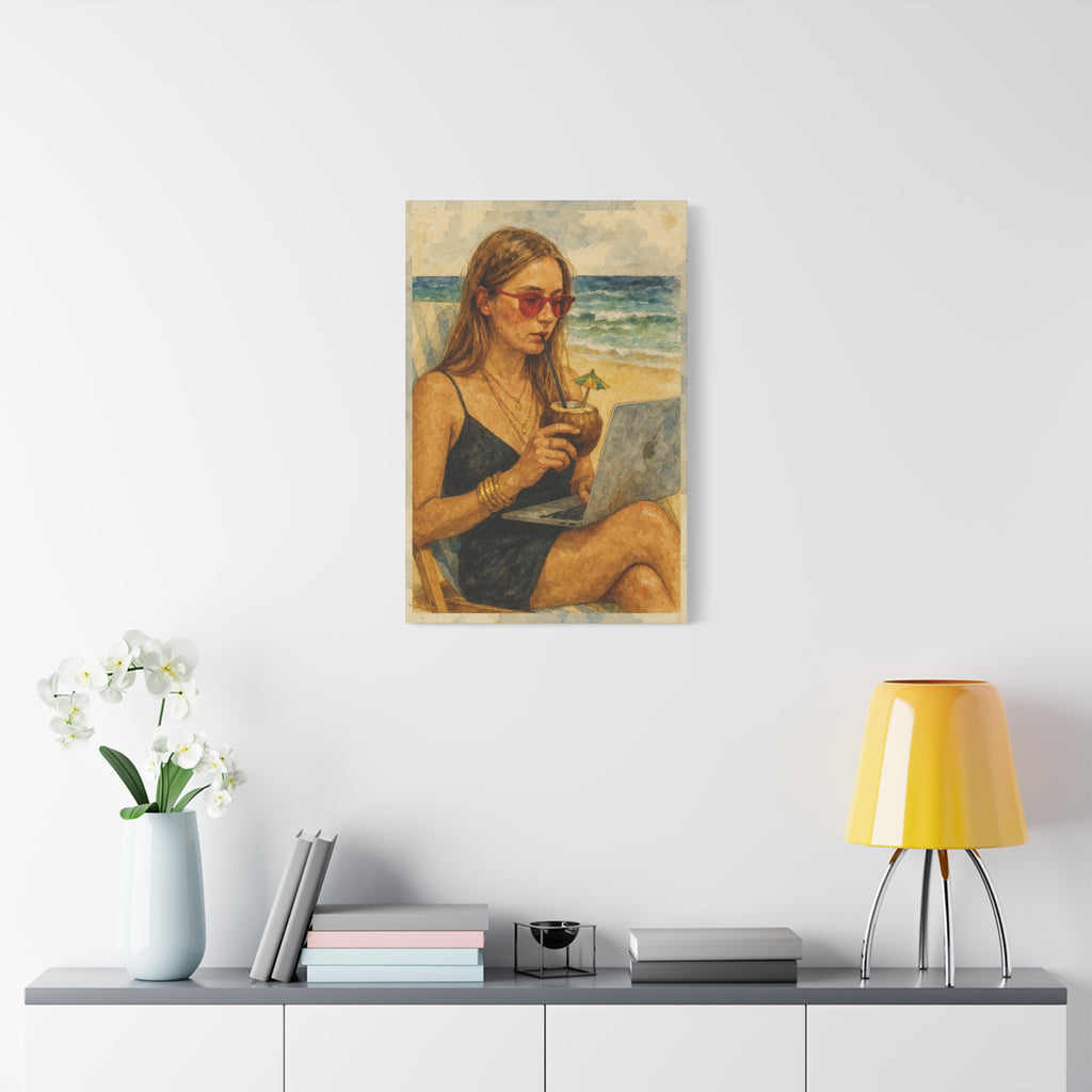 Beach Work Vibes Canvas Art