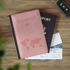 Pink World Map Passport Cover