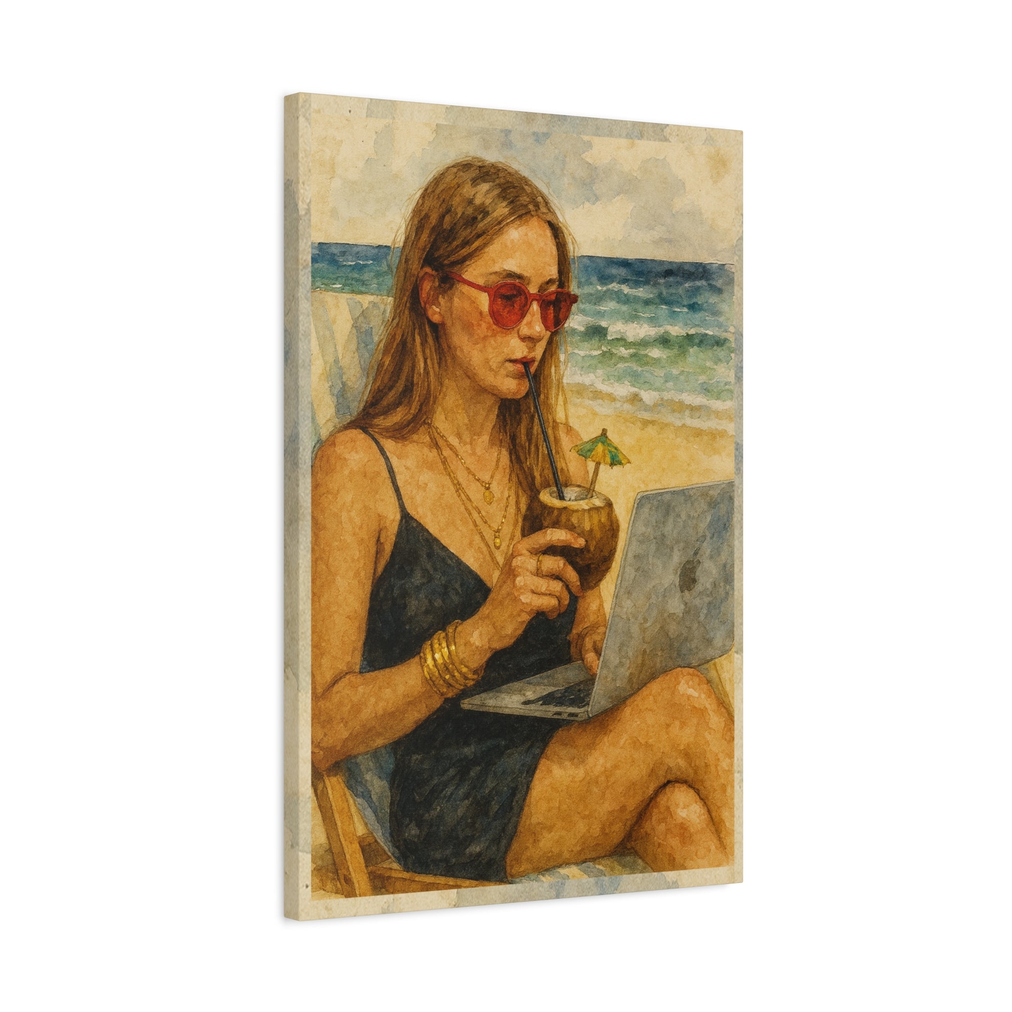 Beach Work Vibes Canvas Art
