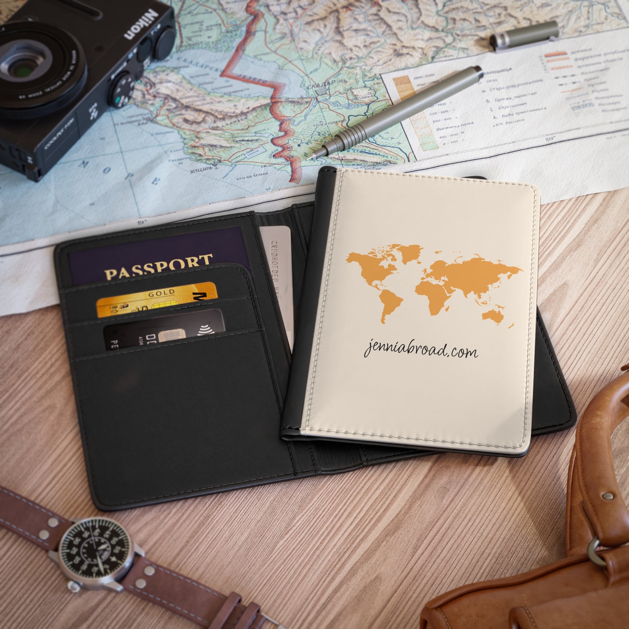 World Map Passport Cover