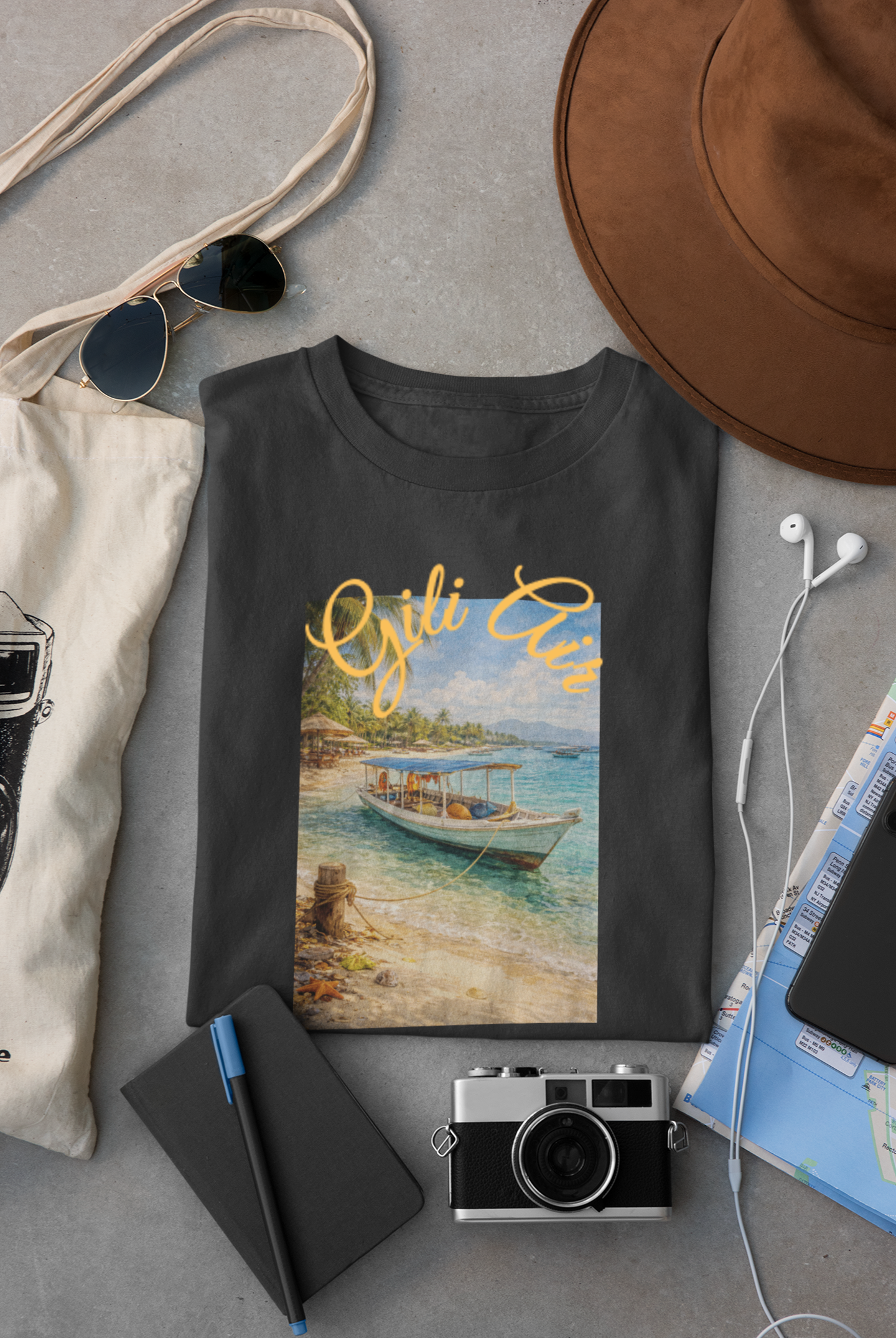 T-Shirt Gili Air Boat Vintage Graphic Tee