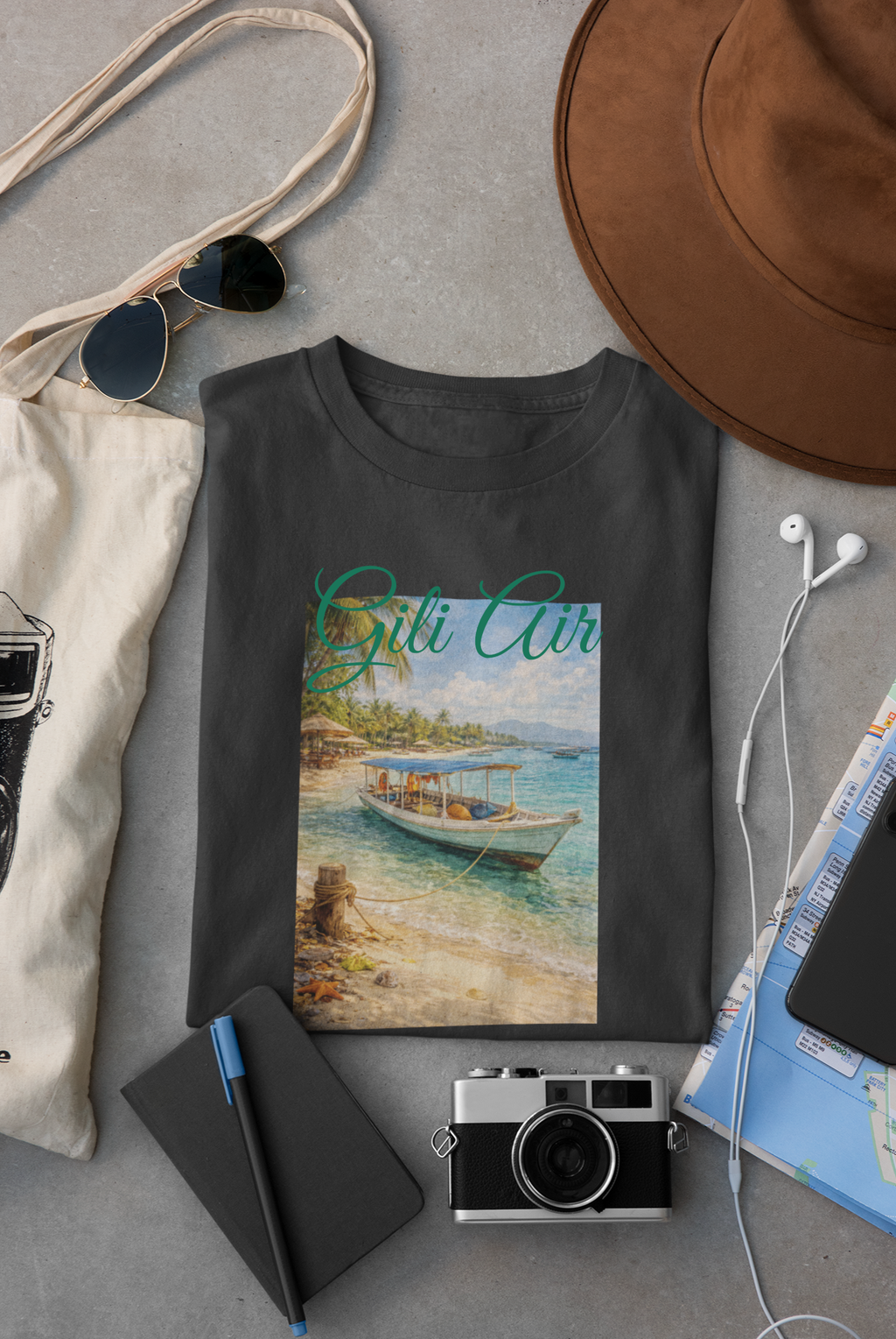 T-Shirt Gili Air Boat Vintage Graphic Tee