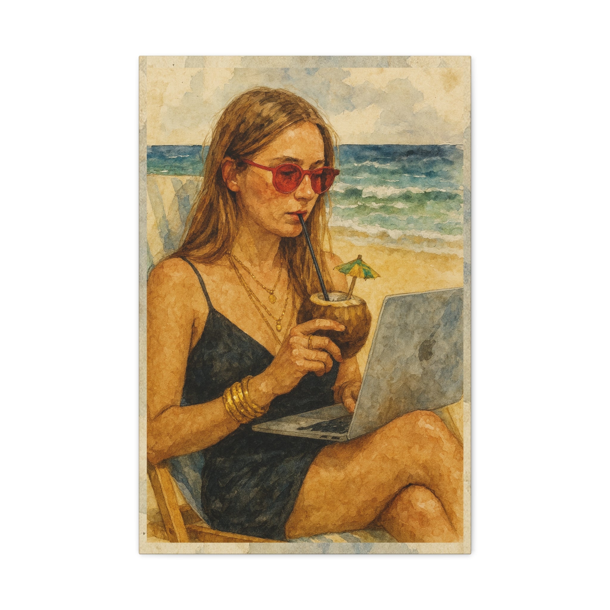 Beach Work Vibes Canvas Art