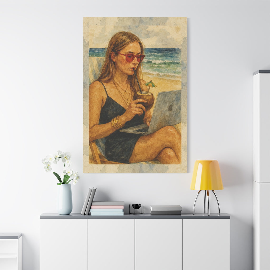 Beach Work Vibes Canvas Art