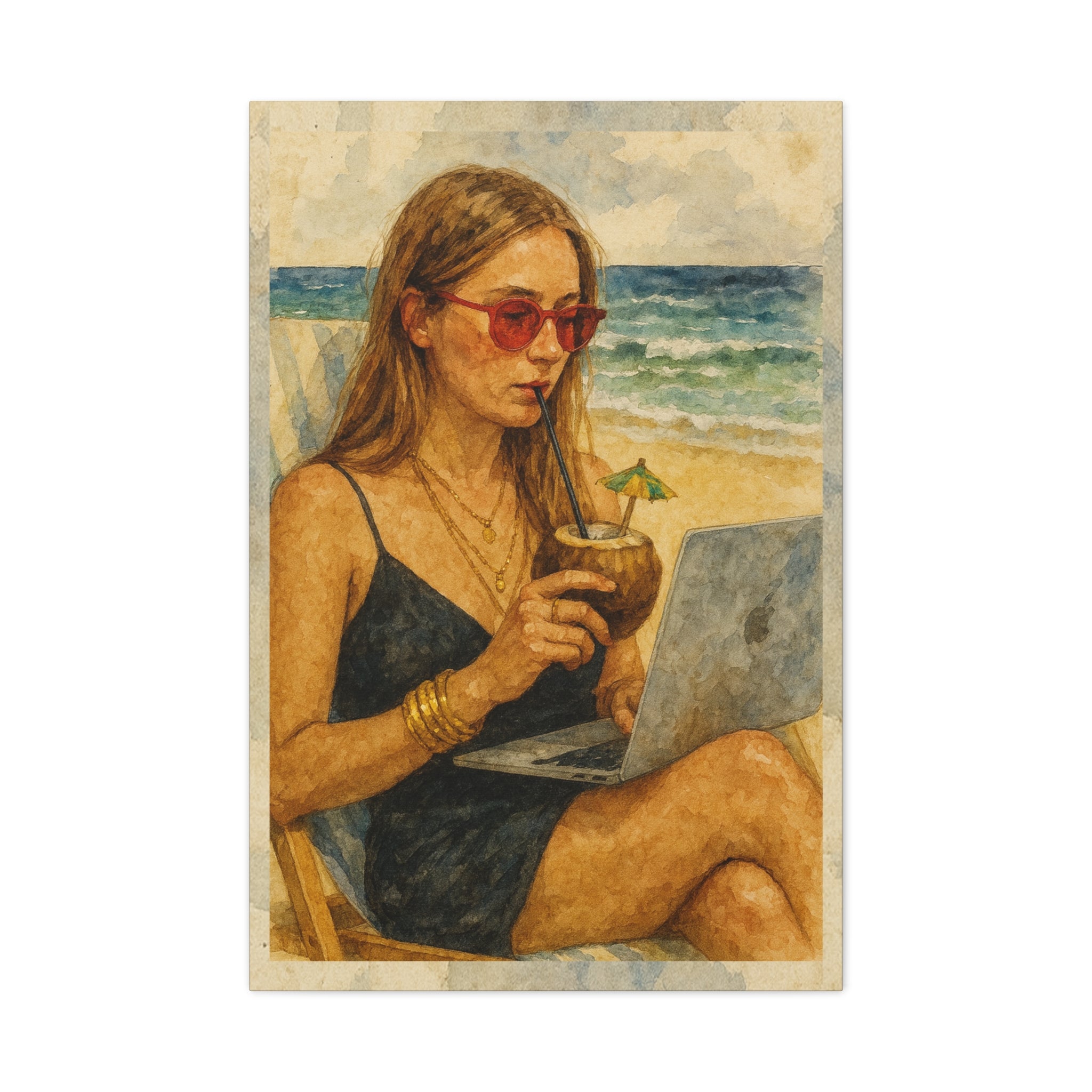 Beach Work Vibes Canvas Art