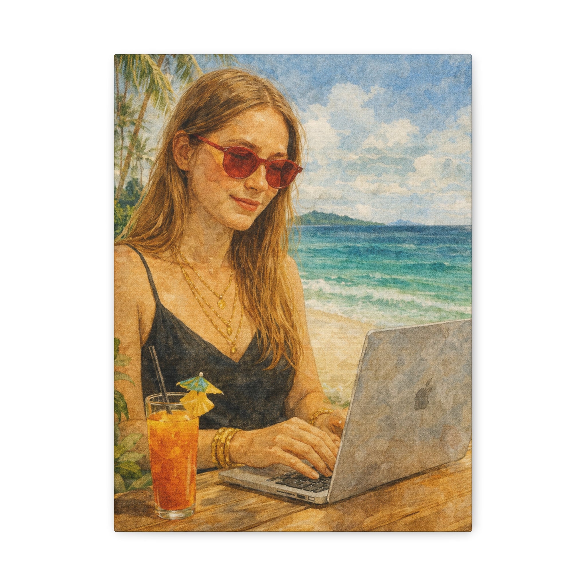 Beach Work Vibes Canvas Art 2.0