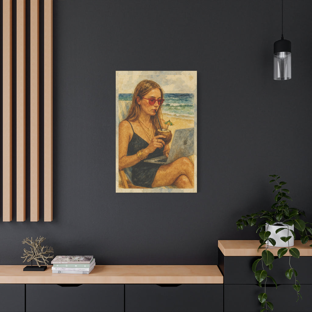 Beach Work Vibes Canvas Art