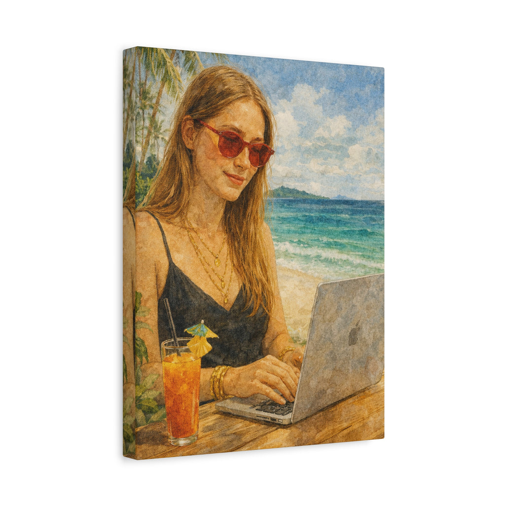 Beach Work Vibes Canvas Art 2.0