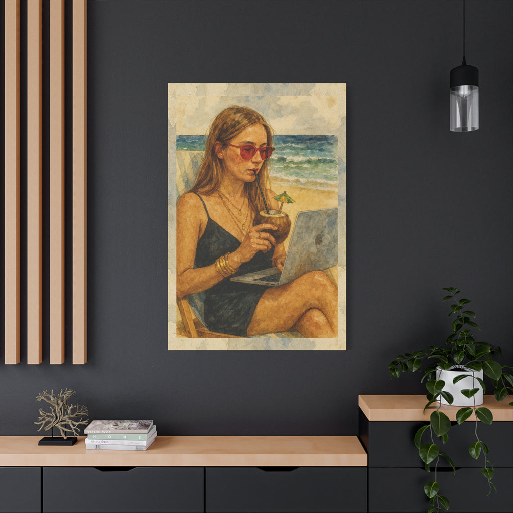 Beach Work Vibes Canvas Art