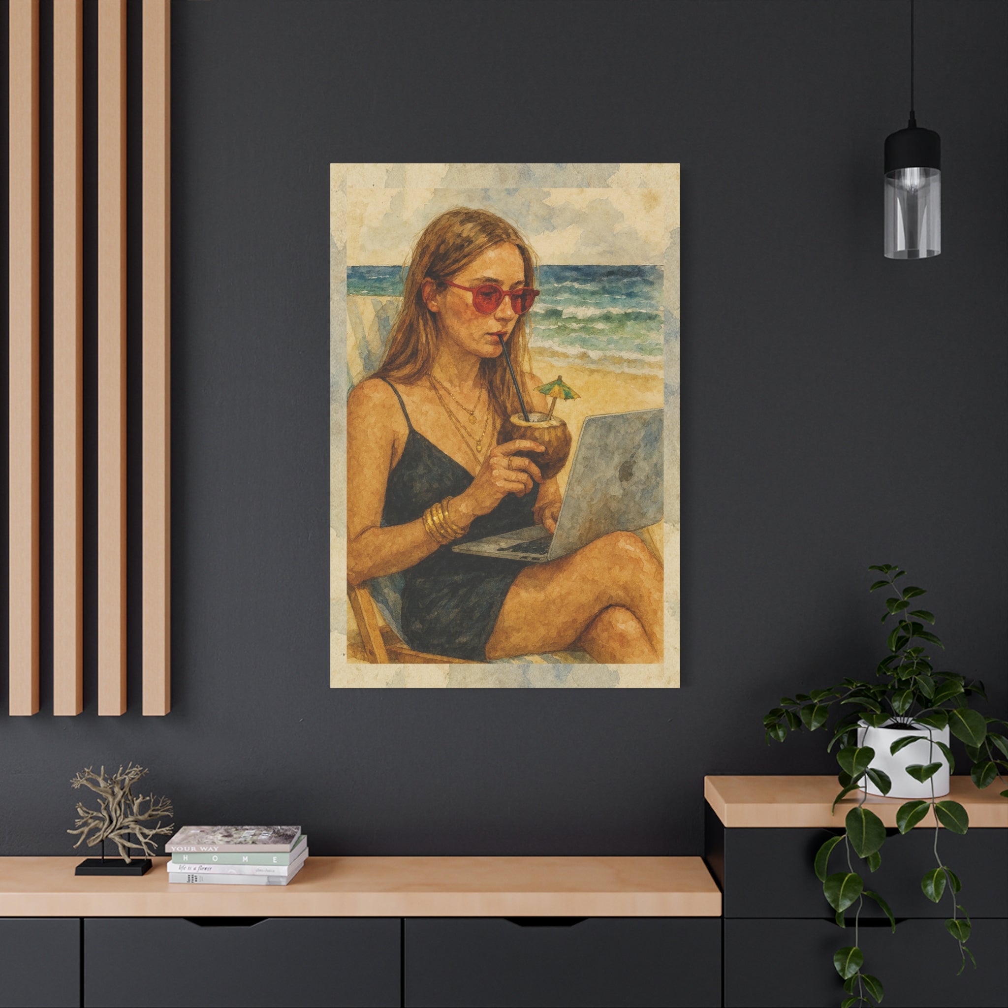 Beach Work Vibes Canvas Art