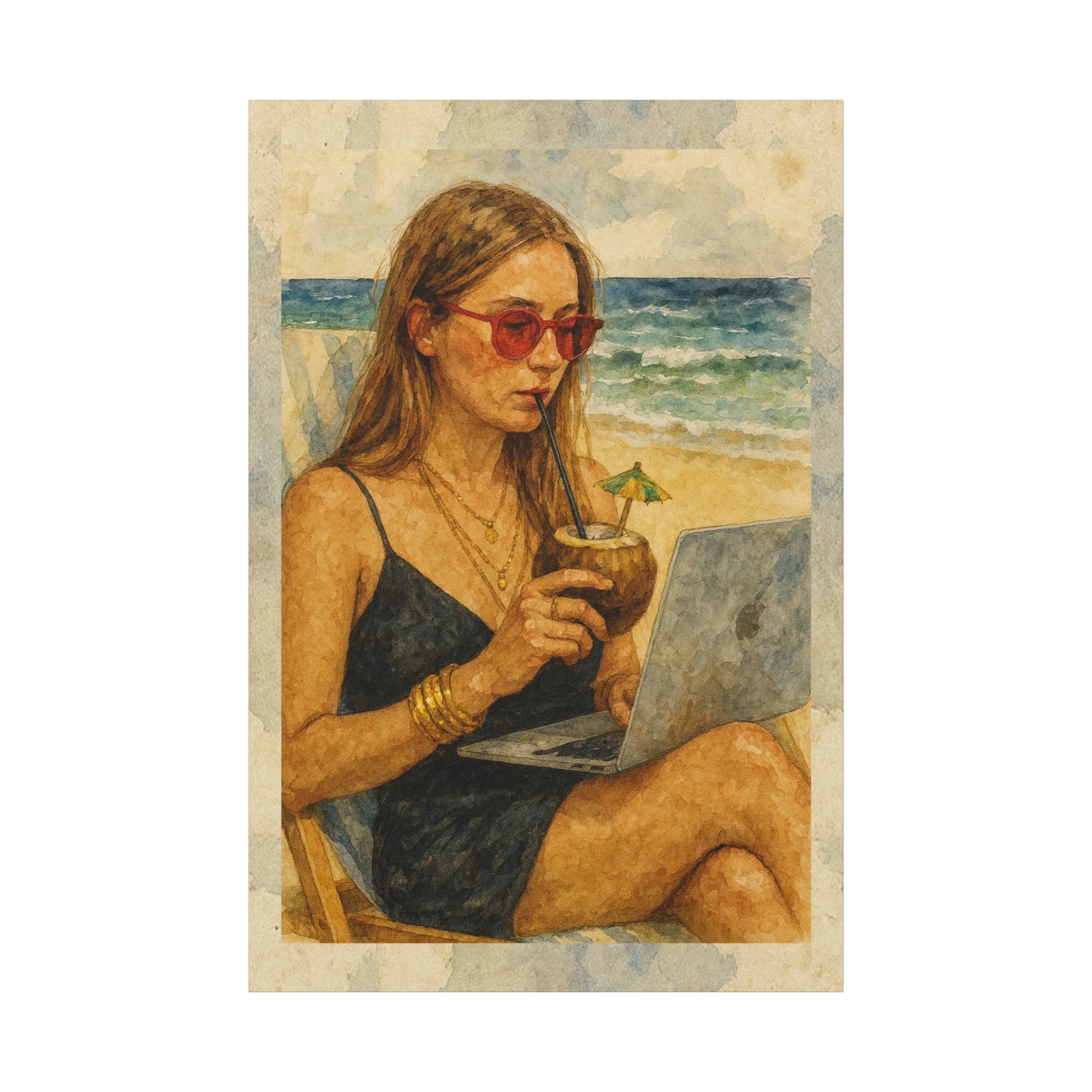 Beach Work Vibes Canvas Art