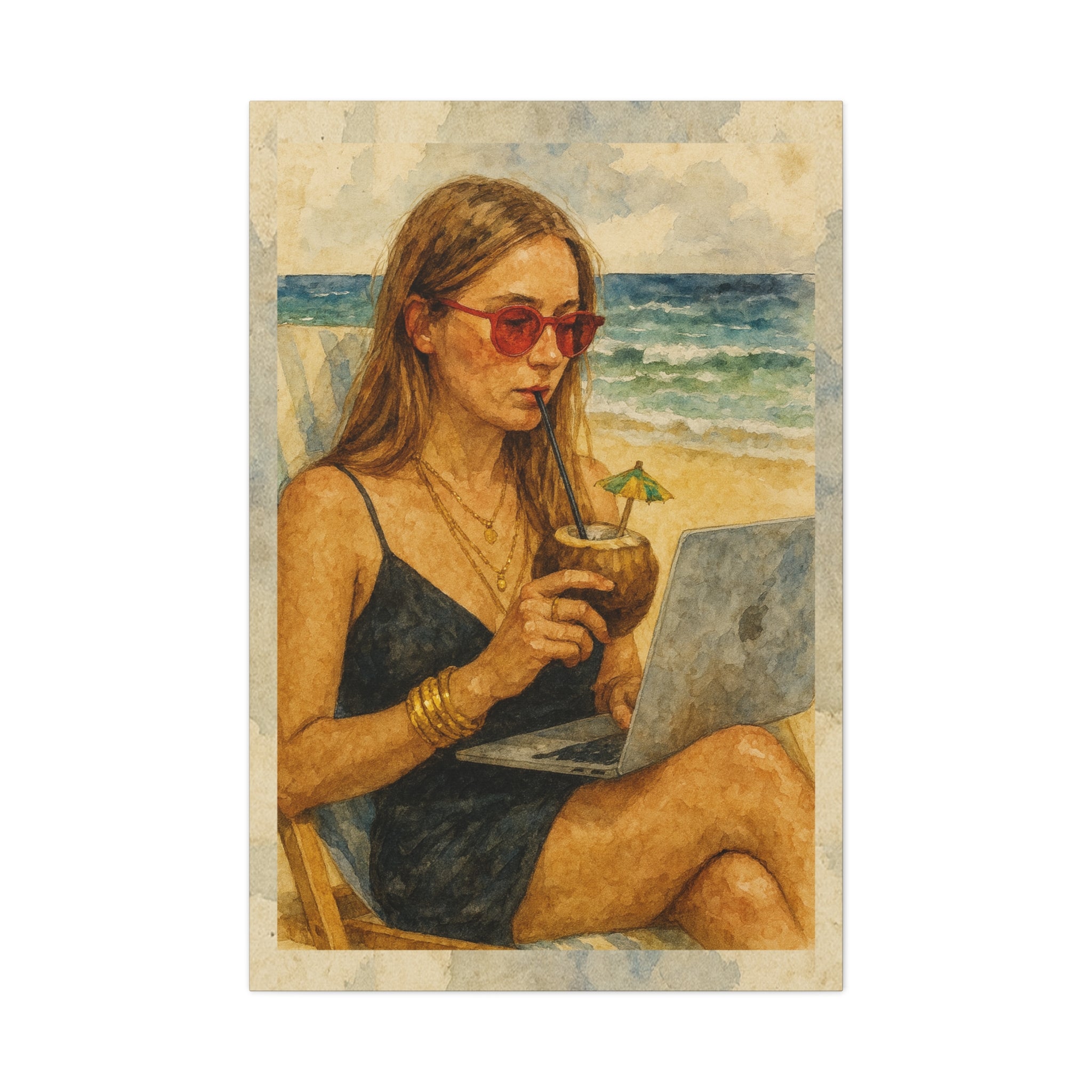 Beach Work Vibes Canvas Art