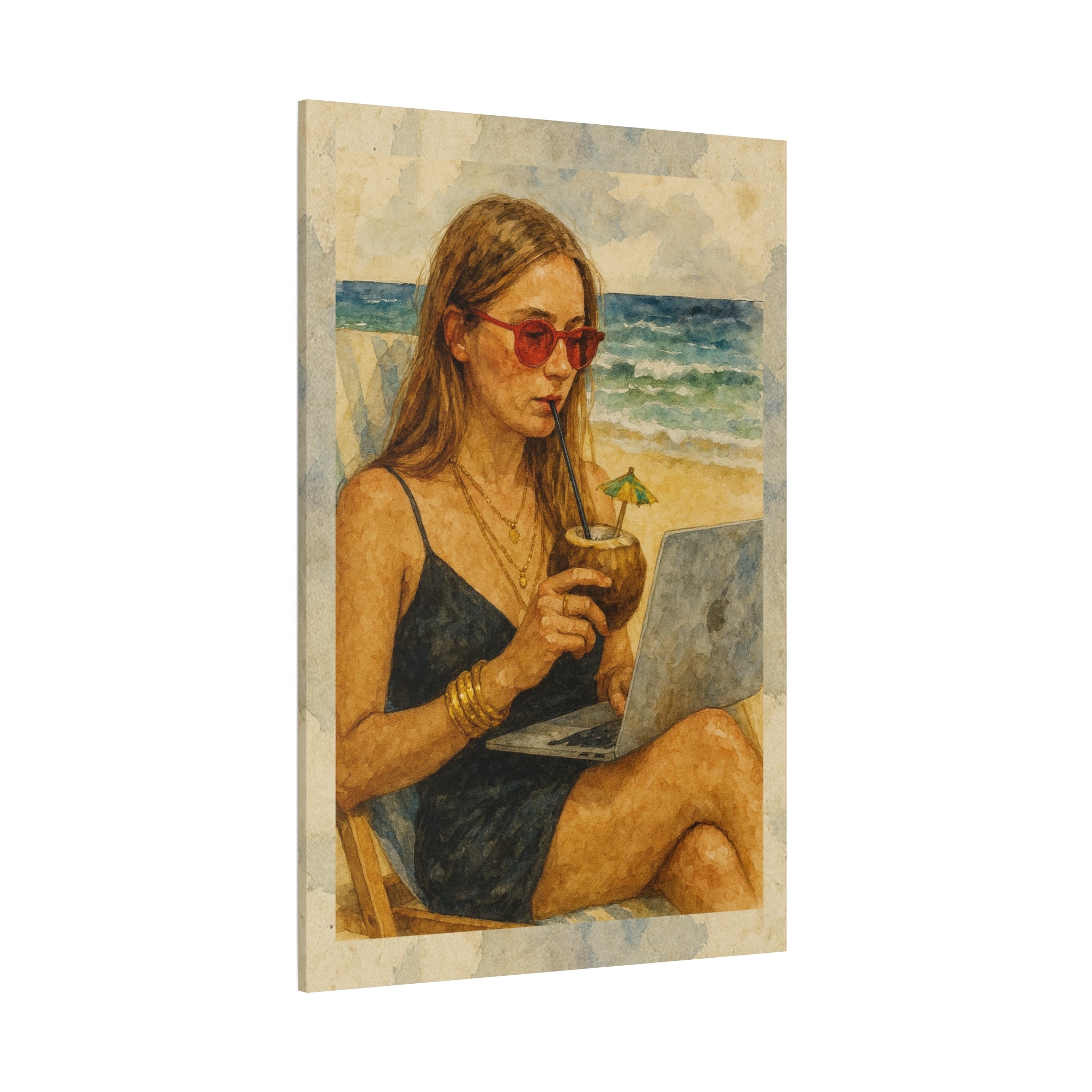 Beach Work Vibes Canvas Art
