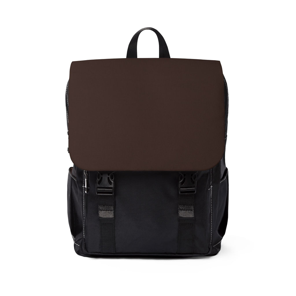 Braun-schwarzer Tagesrucksack Mocha aus Oxford Canvas mit großer Klappe und zwei Verschlüssen