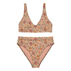 High Waist Bikini Floral Sunset mit Vintage-Blumenmuster in Rosé-, Terrakotta- und Goldtönen im romantischen Boho-Stil