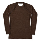 Brauner Rashguard Mocha Waves für Damen mit feinem Wellenmuster am Meer