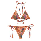 Triangel Bikini Artistic Flow mit abstraktem Print in Terracotta, Peach, Mauve, Olivgrün und Blau