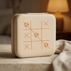 Kleines Reiseschmuckkästchen mit orangefarbenem Tic-Tac-Toe Weltkugel-Muster