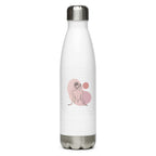 Weiße Edelstahl-Trinkflasche Bare Soul mit silberfarbenem Verschluss, filigraner Frauenillustration und roséfarbenen Designelementen