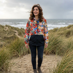 Leichter Damen Windbreaker mit mediterranem Blumenmuster