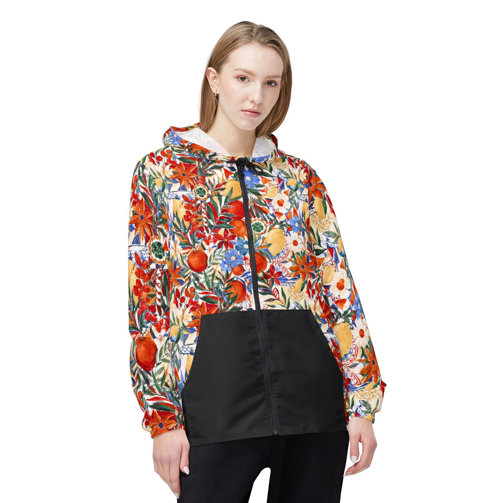 Leichter Damen Windbreaker mit mediterranem Blumenmuster