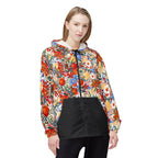 Leichter Damen Windbreaker mit mediterranem Blumenmuster