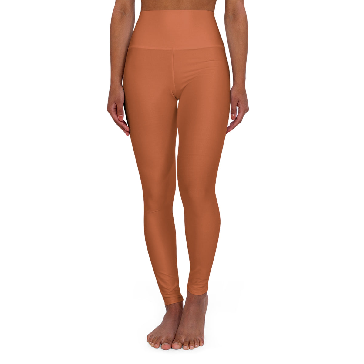 Einfarbige Yoga Leggings Sun Clay in warmem Burnt Orange mit High-Waist-Bund – blickdicht und figurschmeichelnd